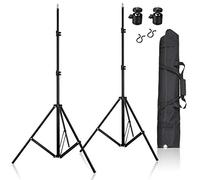Selens W803-II - Trípode para luz (200 cm, aleación de aluminio, 2 unidades, ajustable, cabezal de bola de 1/4", bolsa de transporte y clips de cable), color negro