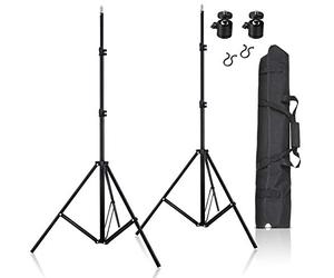 Selens W803-II - Trípode para luz (200 cm, aleación de aluminio, 2 unidades, ajustable, cabezal de bola de 1/4", bolsa de transporte y clips de cable), color negro