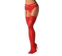 Selente Lovely Legs - Ligas seductoras para mujer con encaje elegante, rojo, S-M