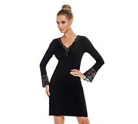 Selente Sweet Dreams - Camisón para Mujer con Elegante Adorno de Encaje, Manga Larga Negra., 38