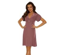 Selente Sweet Dreams - Elegante camisón para Mujer, con Encaje Seductor, Manga Corta de Encaje Moca, L