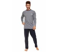 Selente Sweet Dreams - Pijama largo o corto para hombre, de algodón, tallas M-6XL, Azul Rayas Largo, L