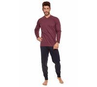 Selente Sweet Dreams - Pijama largo o corto para hombre, de algodón, tallas M-6XL, Burdeos / Azul Marino Largo, L