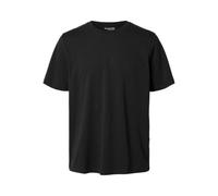 SELETED HOMME Camiseta para Hombre Slhaspen Slub SS O-Neck tee Noos, Negro, XL