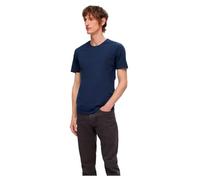 SELETED HOMME Slhroland SS O-Neck tee Noos-Pack de 3 Camisetas, Negro/Detalle: Navy Blazer + Blanco Brillante, S Hombres