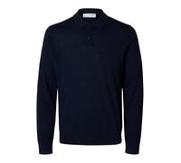SELETED Homme SLHTRAY LS Knit Merino Polo Noos, Azul Marino, L