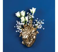 SELETTI Florero Love in Bloom, dorado, forma de corazón, porcelana