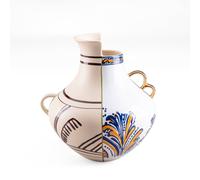 SELETTI Jarrón Híbrido Nazca, blanco / colorido, Ø 22,5 cm, porcelana