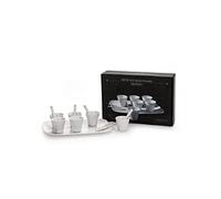 SELETTI Juego Compuesto de6 Vasos de café de Porcelana+ 6 cucharitas Planas + 1 Bandeja. Dimensiones: 18,5 x 27cm.