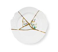 Seletti Kintsugi Piatto Piano in porcellana e Oro 24k Mod. 2 | Kintsugi Seletti Marcantonio: vajilla de diseño con cerámica y detalles dorados. La colección Kintsugi Seletti by