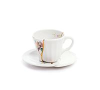 Seletti Kintsugi - Taza de café con platillo en Porcelana y Oro de 24 Quilates Mod. 3