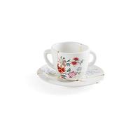 Seletti Kintsugi Taza de té con platito de porcelana y oro 24 quilates mod.1