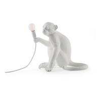 SELETTI Lámpara de mesa LED Monkey Lamp, blanca, sentada