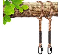 SELEWARE Juego de 2 Correas para Hamaca, Cuerda para Columpio de árbol, Correa para Silla de Hamaca con mosquetón de Acero Inoxidable, para Yoga en el Columpio del Patio de recreo, 120 cm