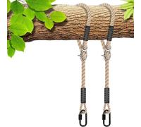 SELEWARE Kit de correas para colgar, cuerda ajustable, hamaca para interiores y exteriores, rama de árbol, camping, parque infantil, accesorios (beige, 80'