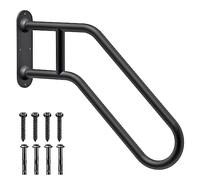 SELEWARE Pasamanos antideslizantes resistentes para exteriores de 1 a 4 pasos, 25 pulgadas de montaje en pared de escalera de mano, mango de seguridad en forma de U para garaje, porche, jardín