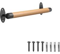 SELEWARE Pasamanos de madera de 16 pulgadas para escaleras interiores, pasamanos de montaje en pared con carriles de metal resistentes, barra de agarre para escaleras sin barreras para ancianos,