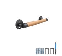 SELEWARE Pasamanos de madera para interiores Pasamanos para escaleras - 38 cm Pasamanos negros Pasamanos de madera redondos Barandillas para escaleras Pasamanos sin barreras para personas mayores