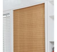 Self-Adhesive Blinds Self-Adhesive Pleated Blinds Half Blackout Window Curtains For Kitchen Bathroom Balcony Shades For Coffee/Office Window(Brown,90 * 150)