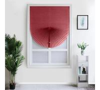 Self-Adhesive Blinds Self-Adhesive Pleated Blinds Half Blackout Window Curtains For Kitchen Bathroom Balcony Shades For Coffee/Office Window(Red,60 * 150)