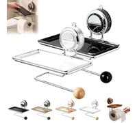 Self Adhesive Toilet Roll Holder Wall Mounted Stainless Steel No Drilling Toilet Paper Holder with Shelf for Bathroom Kitchen Rustproof Silver Chrome (2PCS D)