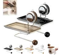 Self Adhesive Toilet Roll Holder Wall Mounted Stainless Steel No Drilling Toilet Paper Holder with Shelf for Bathroom Kitchen Rustproof Silver Chrome (2PCS B)