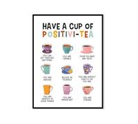 Self Affirmation Positivi tea Print Positive Mental Health Wall Art for Counselor Office Therapy Room School Decor Gift(Framed,08x12inch(20x30cm))