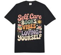 Self Care Era Books Vibes and Loving Yourself - Comfort Colors Adult Heavyweight T-Shirt
