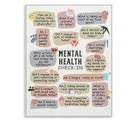 Self Care Poster Mindfulness and Reflection Questions Canvas Wall-Art for Counseling Room Decor(Framed,16x24inch(40x60cm))