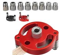 Self-Centering Doweling Jig - Precision Drill Guide for Flawless Woodworking Joints, 8 Metric Sizes (3-10mm), Adjustable Handheld Hole Locator Tool for Furniture, Joinery & Home Project (Red,1PC)