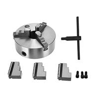 Self Centering Lathe Chuck Metal 3 Jaw Chuck, High Precision Lathe Chuck Accessory, Nodular Cast Iron Chuck with Two Sets of Jaws and Wrench for Wood and Metal Turning (K11-250)