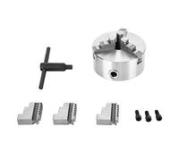Self Centering Lathe Chuck Metal 3 Jaw Chuck, High Precision Lathe Chuck Accessory, Nodular Cast Iron Chuck with Two Sets of Jaws and Wrench for Wood and Metal Turning (K11-125)