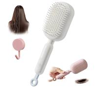 Self-Cleaning Air Cushion Comb, Portable/Retractable/Larger Design, Dry and Wet Use, Anti Static, Ergonomic Pull Ring Air Cushion Massage Comb, for Detangling Curly/Thick Hair (White)