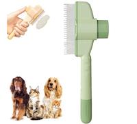 Self-Cleaning Comb for Pets, Self-Cleaning Pet Brush for Long-Haired and Short-Haired Cats, Knot and Tangle Detangler Tool Accessories for Dogs and Cats (green)