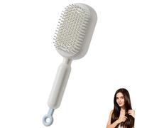 Self Cleaning Hair Brush, Retractable Cushion Massage Comb, Anti Static Self Cleaning Hair Brush for Women Men, Anti-Static Easy Clean Comb for All Hair Types (White)