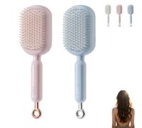 Self Cleaning Hair Brush, Retractable Cushion Massage Comb Hair Brush, Anti Static Anti-Tangle Smooth Detangling Air Cushion Scalp Massage Comb for All Hairs Types (Blue+Pink)
