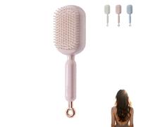 Self Cleaning Hair Brush, Retractable Cushion Massage Comb Hair Brush, Anti Static Anti-Tangle Smooth Detangling Air Cushion Scalp Massage Comb for All Hairs Types (Pink)