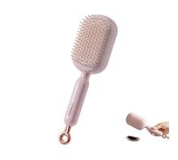 Self Cleaning Hair Brush, Retractable Cushion Massage Comb, One-Click Hair Removal Detangling Brush, Scalp Relaxing Air Cushion Comb, Easy to Clean, Comfort (Pink)