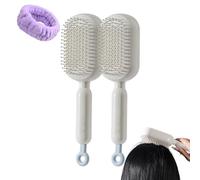Self Cleaning Hair Brush, Retractable Hair Brush, Cushion Massage Combs, Anti Static Massage Comb, for Women Men All Types (White * 2)