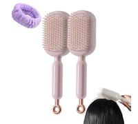 Self Cleaning Hair Brush, Retractable Hair Brush, Cushion Massage Combs, Anti Static Massage Comb, for Women Men All Types (Pink * 2)