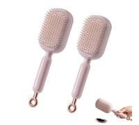 Self Cleaning Hair Brush, Retractable Hair Brush, Easy Clean, Massage Comb With Retractable Bristles, One-pull Clean Anti Static Brushs, Hairs Styling Tools for All Hairs Types (Pink-2pcs)
