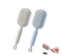Self Cleaning Hair Brush, Retractable Hair Brush, Easy Clean, Massage Comb With Retractable Bristles, One-pull Clean Anti Static Brushs, Hairs Styling Tools for All Hairs Types (Blue+White)