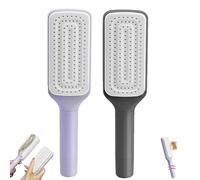 Self Cleaning Hair Brush, Retractable Hair Brush, Retractable Bristles Easy to Clean Anti Static Massage Hairbrush, for Women Long Hairs Thick Hairs (Purple+Black)