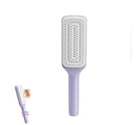 Self Cleaning Hair Brush, Retractable Hair Brush, Retractable Bristles Easy to Clean Anti Static Massage Hairbrush, for Women Long Hairs Thick Hairs (Purple)