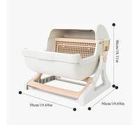 Self Cleaning Litter Box, Semi Automatic Cat Toilet, 50x50x46cm/19.69x19.69x18.11 Inches Large Odor-Free Deodorizer, Open Top Easy-Sift Design, Safety Material for Apartment Corner Travel Outdoor Use