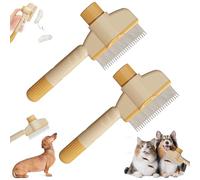 Self-Cleaning Pet Flea Comb Grooming Brush, 2025 New Grooming Brush Flea Comb for Cats and Dog, Pet Flea Comb for Cats & Dogs, Pet Grooming Brush for Short&Long Hair (Yellow*2)