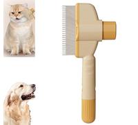 Self-cleaning Pet Flea Comb Grooming Brush, Pet Hair Removal Comb Flea Comb, 2025 New Multifunctional Cat Brush, Cat Dog Brush for Massaging and Cleaning Shedding Pet Hair (Yellow)