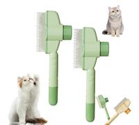 Self-Cleaning Pet Flea Comb Grooming Brush, Pet Hair Removal Comb Flea Comb, Flea Comb for Cats, Cat Dog Brush for Massaging and Cleaning Shedding Pet Hair (2*Green)