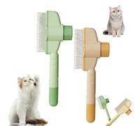 Self-Cleaning Pet Flea Comb Grooming Brush, Pet Hair Removal Comb Flea Comb, Flea Comb for Cats, Cat Dog Brush for Massaging and Cleaning Shedding Pet Hair (2*Green+Yellow)