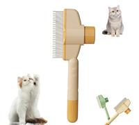 Self-Cleaning Pet Flea Comb Grooming Brush, Pet Hair Removal Comb Flea Comb, Flea Comb for Cats, Cat Dog Brush for Massaging and Cleaning Shedding Pet Hair (1*Yellow)